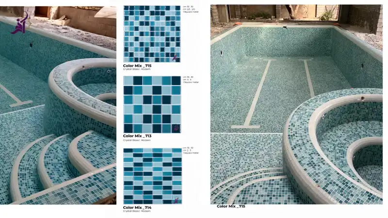 نمونه پروژه کاشی استخری و کاشی شیشه ای استخری